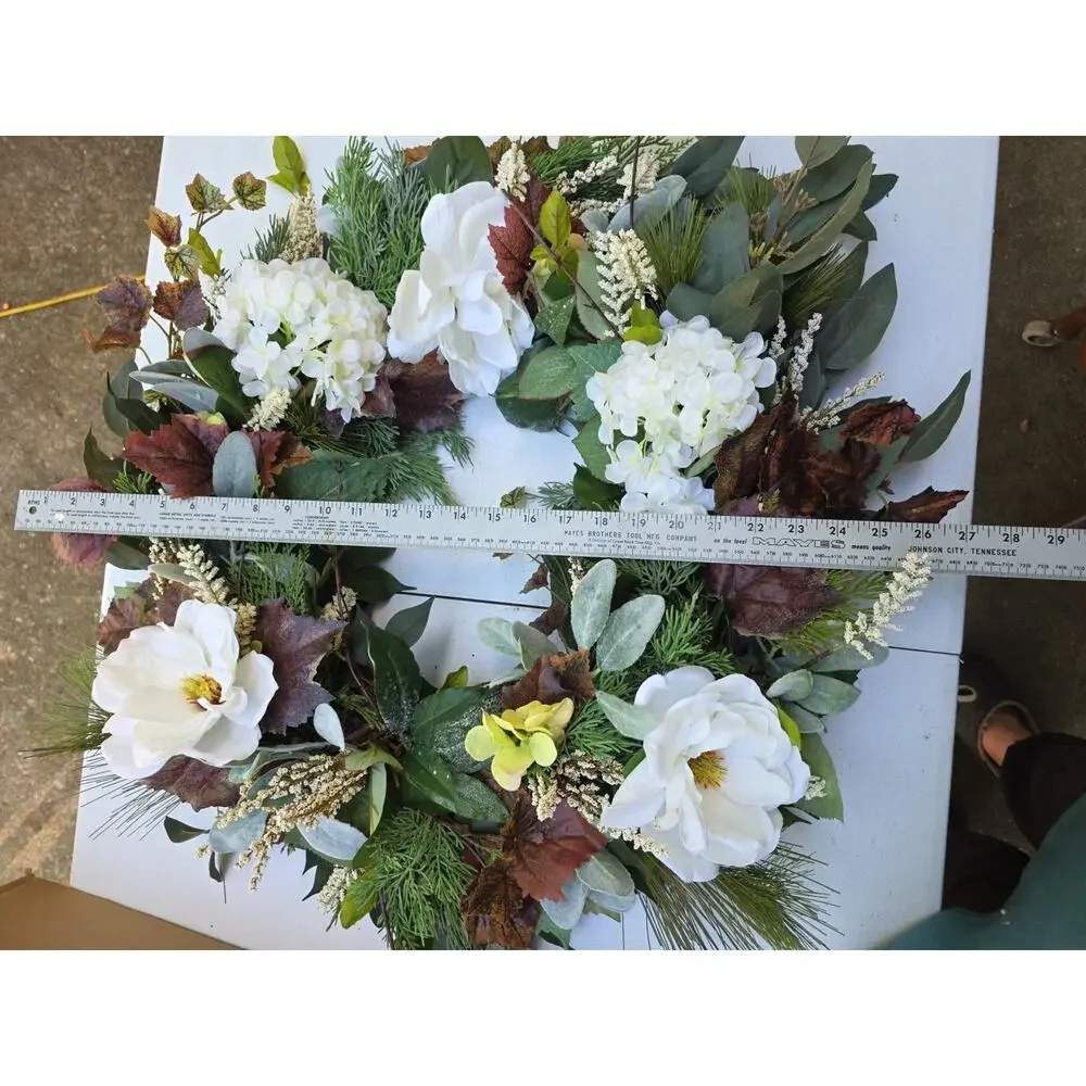 Handmade Wreath All Seasons Evergreen Peonies Carnation Ivy 28